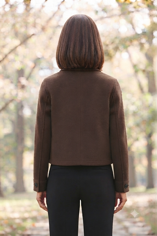 Sharon Cropped Jacket - Brown