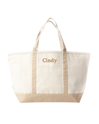 Large Classic Tote in Safari featuring durable heavyweight canvas, reinforced shoulder straps, a front slip pocket, and a spacious interior.