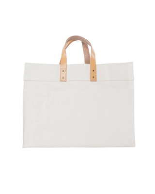 Advantage Bag featuring natural heavyweight canvas, genuine leather handles, and a spacious oversized design.