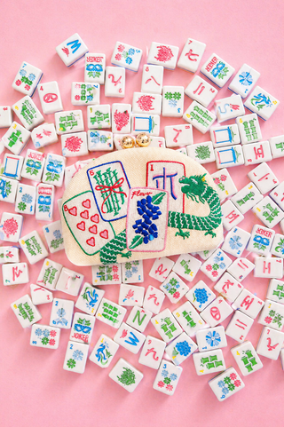 Mahjong Embroidered Clutch