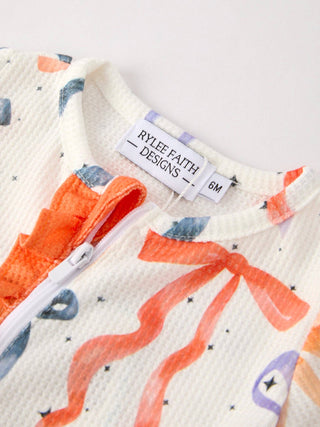 Halloween Mommy and Me Bow Print Pajama Girls Romper