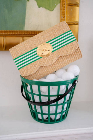 Ruby Straw Scalloped Straw Foldover Clutch