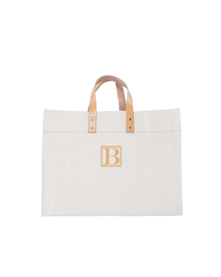 Advantage Bag featuring natural heavyweight canvas, genuine leather handles, and a spacious oversized design.