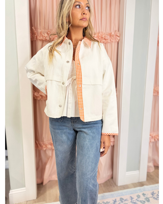 Amanda Contrast Orange Gingham Jacket