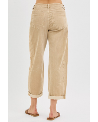 Sara High Rise Crop Barrel Corduroy Pants