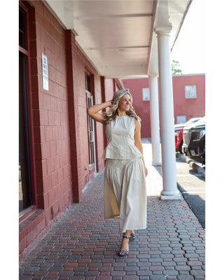 Devi Buckle Poplin Midi Skirt