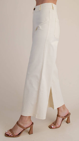 Creme color high waisted wide legged pants