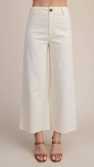 Creme color wide leg high waisted trousers