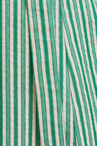 Close-up of green and white striped fabric