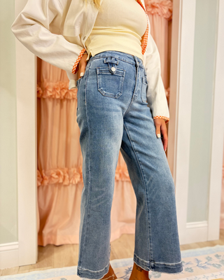 Denise Wide Leg Patch Pocket Jeans
