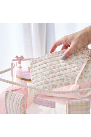 Close-up of the quilted floral material on the Case-Mate Ditsy Floral Jelly Tote.