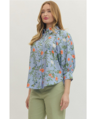 Jennifer 3/4 Sleeve Floral Blouse