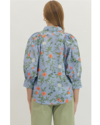 Jennifer 3/4 Sleeve Floral Blouse