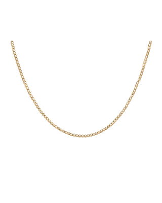 Dainty gold beaded necklace featuring small polished round beads in a simple, classic design for women.