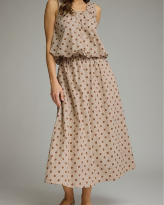 Carrie Mocha Polka Dot Gingham Midi Skirt