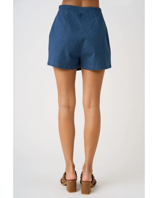 Kari Pinstripe Denim Wrap Skort