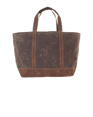 Waxed Large Classic Tote in Olive featuring premium waxed canvas, reinforced shoulder straps, a front slip pocket, and a spacious open interior.