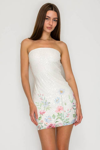 Maddy Floral Sequin Mini Dress