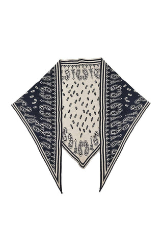 Hazel Paisley Knit Triangle Scarf - Navy